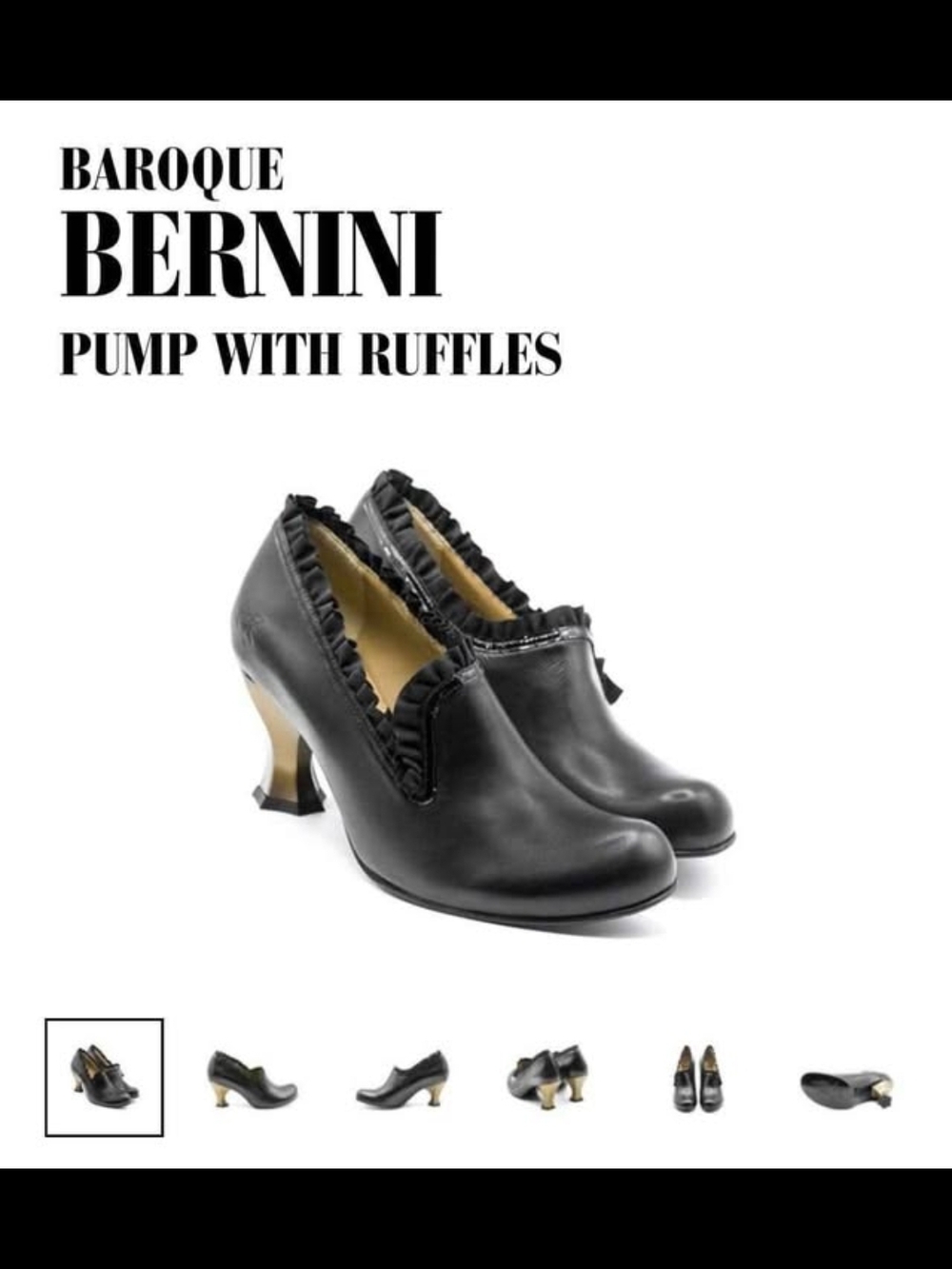 Baroque Bernini Black Ruffle Pump